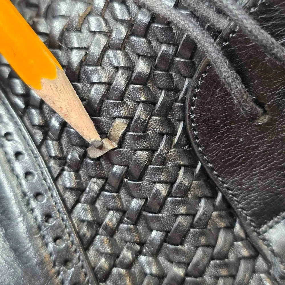 Mezlan Cancun Men's Dress Shoes 10 M Black Leather‎ Cap Toe Woven Oxford